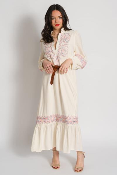 Robe longue brodée RORY