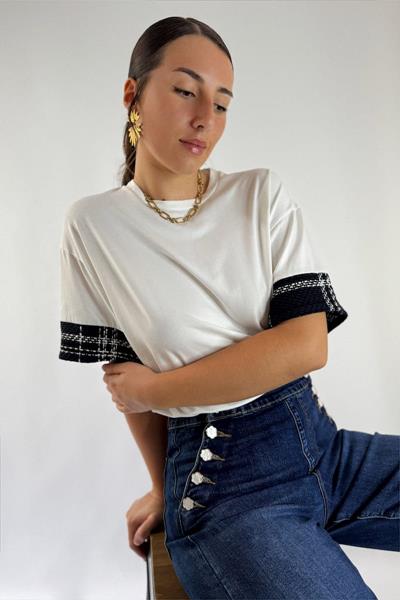 Tee shirt détail tweed RYA