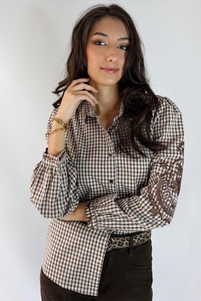 Chemise brodée à carreaux JERRY