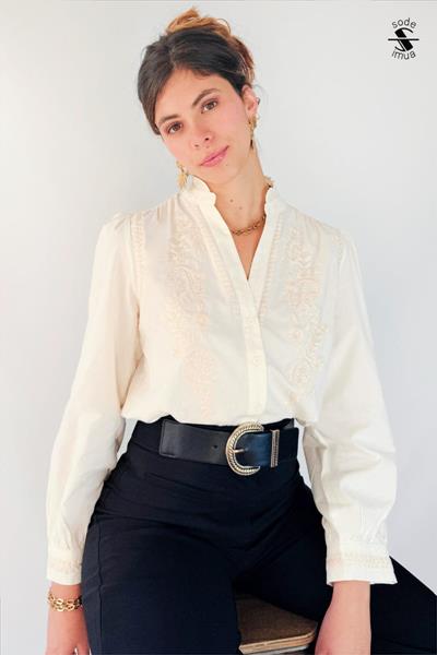 Chemise brodée en coton LANGORIA