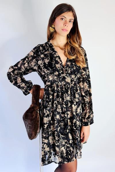 Robe imprimée détails velours RALAIA