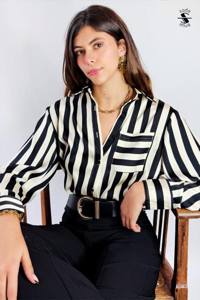Chemise rayée satinée SODE2025 02
