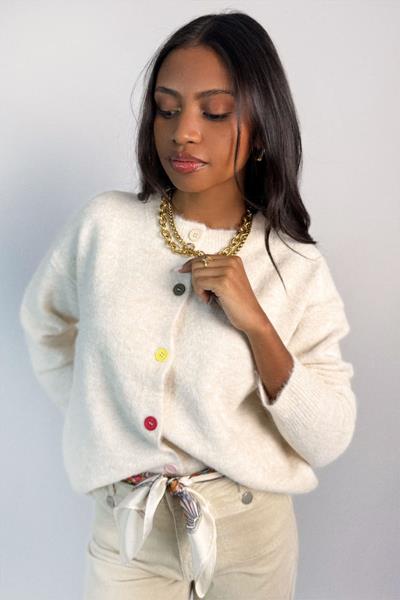 Gilet uni boutons multicolores MATANA