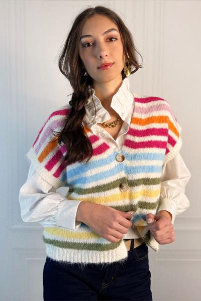 Gilet sans manches rayé ALICE