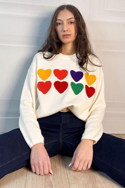 Pull détail coeurs CUPIDON