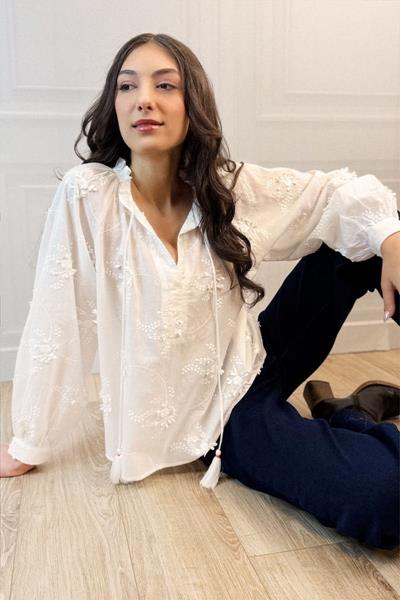 Blouse oversized brodée LANAE