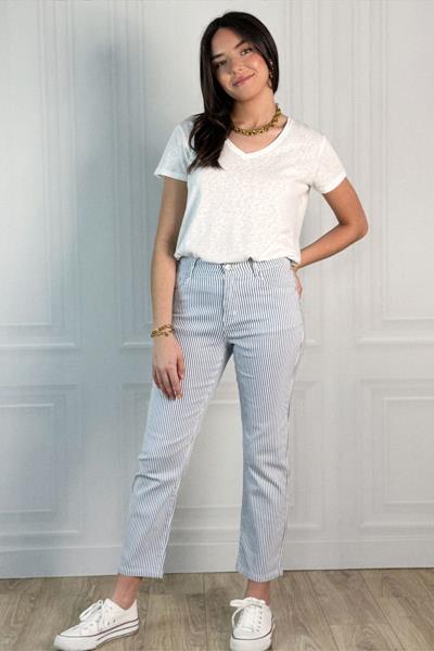 Pantalon 7/8ᵉ rayé PHENYX