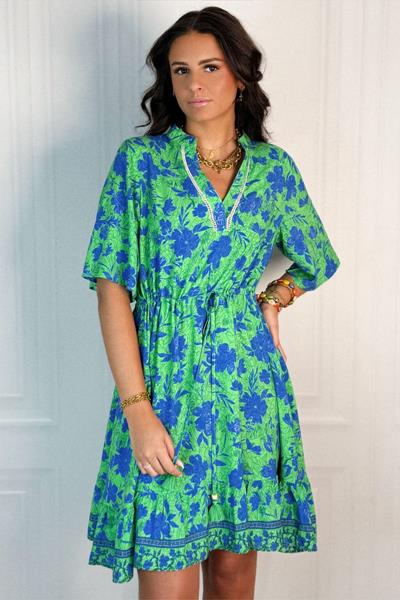 Robe courte à imprimé floral vibrant SOSUN