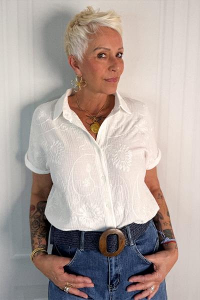 Chemise en double gaze brodée NAKI