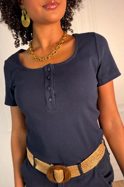 Tee-shirt en coton côtelé CAMIL