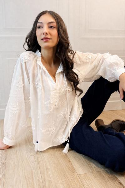 Blouse oversized brodée LANAE